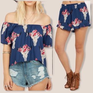 2pc PEACH LOVE Desert Skull Ruffle Set!